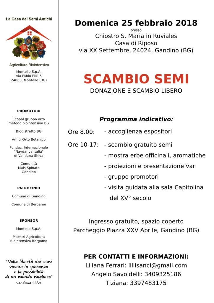 SCAMBIO SEMI – Donazione e Scambio Libero